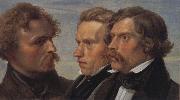 Julius Hubner Portrait of the Painters Carl Friedrich Lessing,Carl Sohn and Theodor Hildebrandt Spain oil painting reproduction